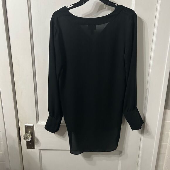 Who What Wear Black Blouse with Long Sleeves - Picture 3 of 3